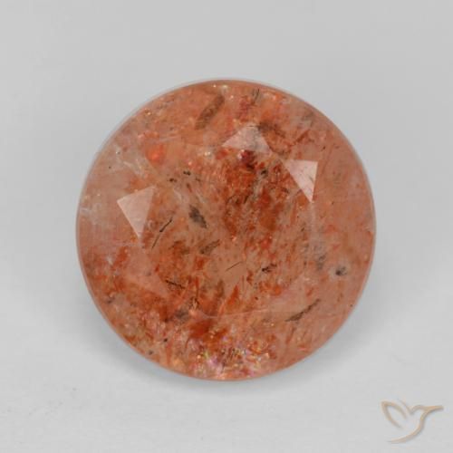 4.27ct 天然 グレープフルーツオレンジ サンストーン, ラウンド, 半透明