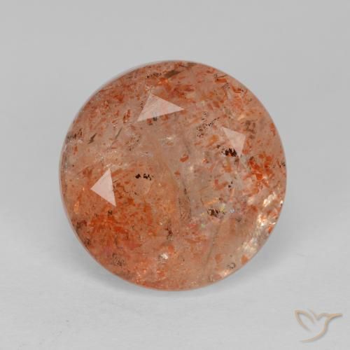 4.41ct 天然 ミディアムオレンジ サンストーン, ラウンド, 半透明
