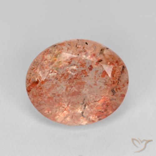 4.50ct 天然 赤みがかったオレンジ サンストーン, 楕円形, 半透明