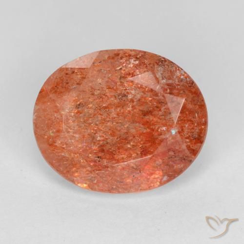 4.16ct 天然 ミディアムレッド サンストーン, 楕円形, 半透明