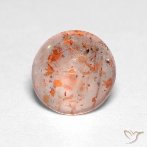 0.94ct 天然 ピーチオレンジ サンストーン, ラウンド, 半透明