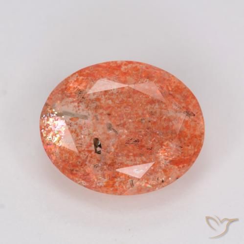 2.48ct 天然 ミディアムレッド サンストーン, 楕円形, 半透明
