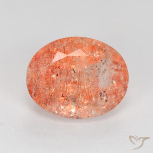 2.78ct 天然 ミディアム薄いオレンジ サンストーン, 楕円形, 半透明