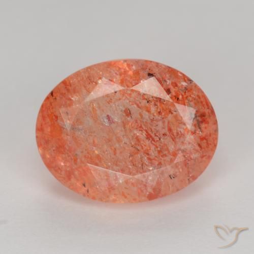2.66ct 天然 明るいオレンジレッド サンストーン, 楕円形, 半透明