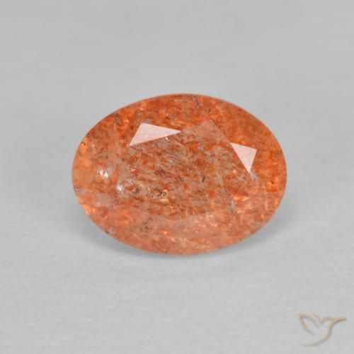 1.29ct 天然 ミディアムオレンジ サンストーン, 楕円形, 半透明