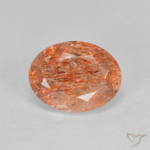 1.41ct 天然 グレープフルーツオレンジ サンストーン, 楕円形, 半透明