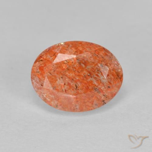 1.41ct 天然 グレープフルーツオレンジ サンストーン, 楕円形, 半透明