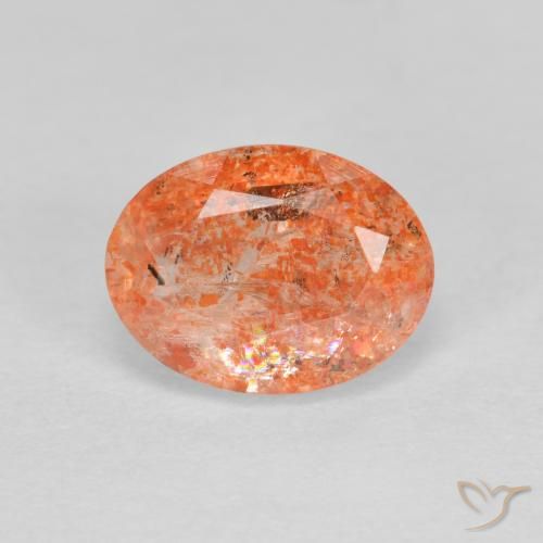 1.41ct 天然 ジンジャーオレンジ サンストーン, 楕円形, 半透明