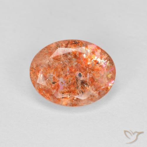 1.22ct 天然 ジンジャーオレンジ サンストーン, 楕円形, 半透明