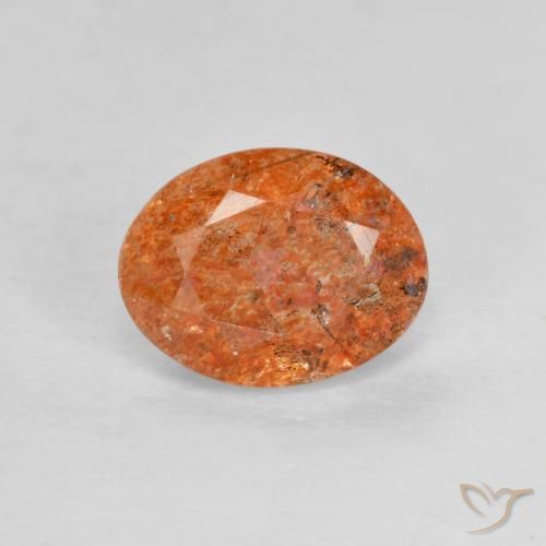 1.30ct 天然 ミディアムオレンジ サンストーン, 楕円形, 半透明