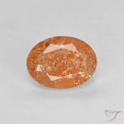 1.25ct 天然 赤みがかったオレンジ サンストーン, 楕円形, 半透明