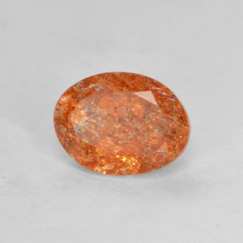 1.27カラットの天然ミディアムオレンジサンストーン（8.1×6.1 mm・オーバルカット）