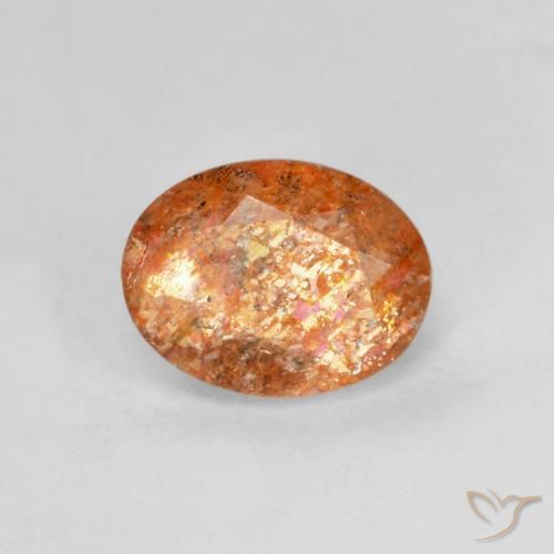 1.31ct 天然 赤みがかったオレンジ サンストーン, 楕円形, 半透明