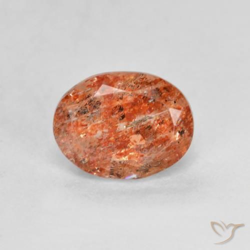 1.53ct 天然 ウォームオレンジ サンストーン, 楕円形, 半透明