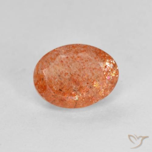 1.35ct 天然 ミディアムオレンジ サンストーン, 楕円形, 半透明