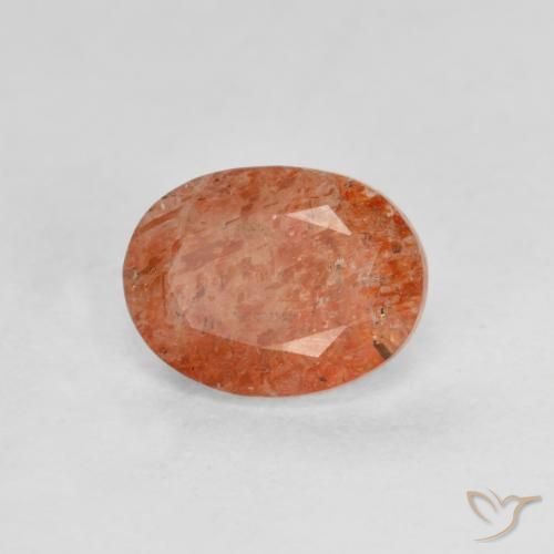1.30ct 天然 赤みがかったオレンジ サンストーン, 楕円形, 半透明