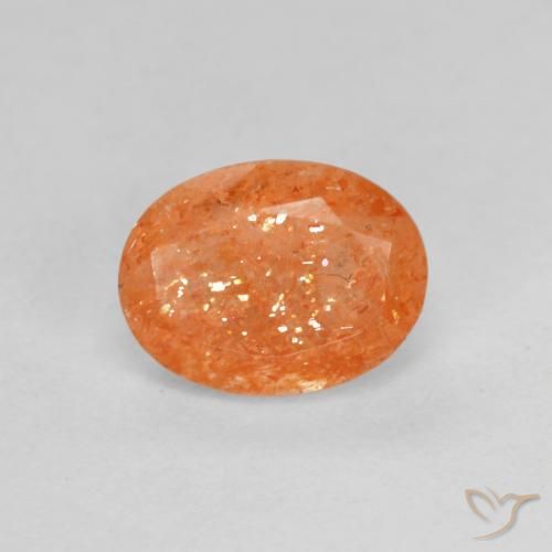 1.34ct 天然 ミディアムオレンジ サンストーン, 楕円形, 半透明
