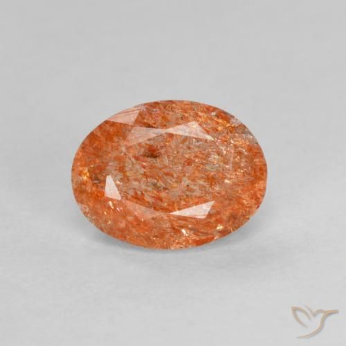 1.31ct 天然 ウォームオレンジ サンストーン, 楕円形, 半透明