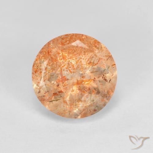 1.42ct 天然 薄いピーチオレンジ サンストーン, ラウンド, 透明