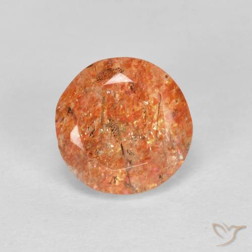 1.33ct 天然 ジンジャーオレンジ サンストーン, ラウンド, 半透明