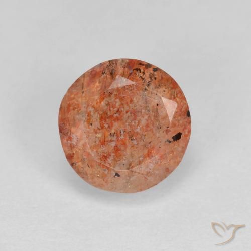 1.45ct 天然 ウォームオレンジ サンストーン, ラウンド, 半透明