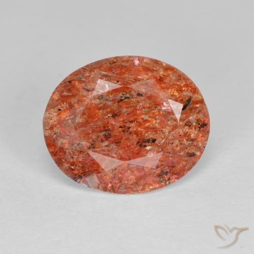 2.80ct 天然 赤みがかったオレンジ サンストーン, 楕円形, 透明