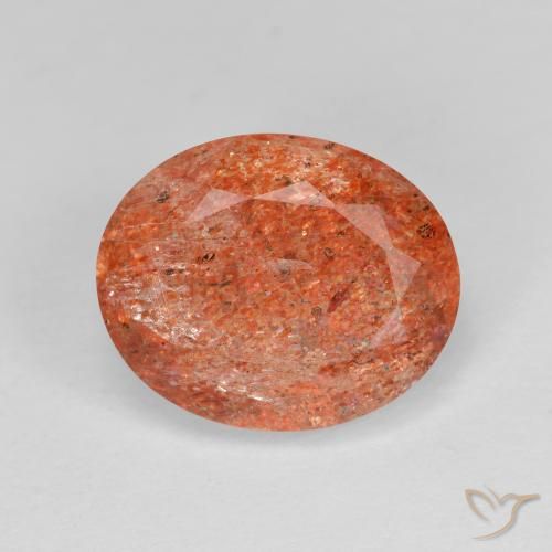 3.59ct 天然 グレープフルーツオレンジ サンストーン, 楕円形, 透明