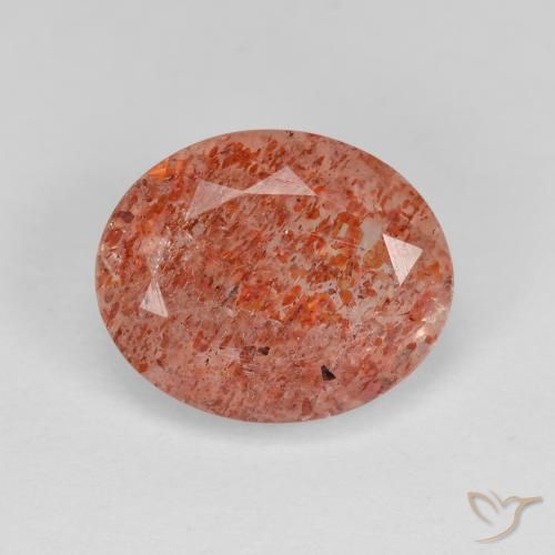 3.03ct 天然 ミディアムオレンジ サンストーン, 楕円形, 透明