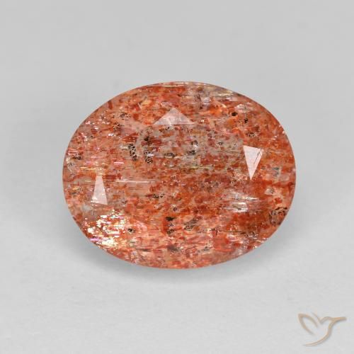 3.47ct 天然 ウォームオレンジ サンストーン, 楕円形, 透明