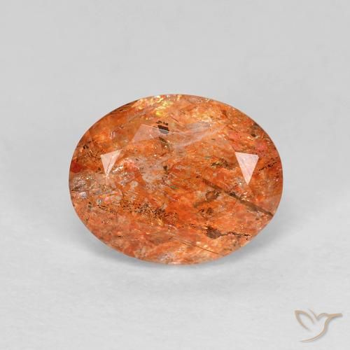 2.93ct 天然 鮮やかなオレンジ サンストーン, 楕円形, 透明