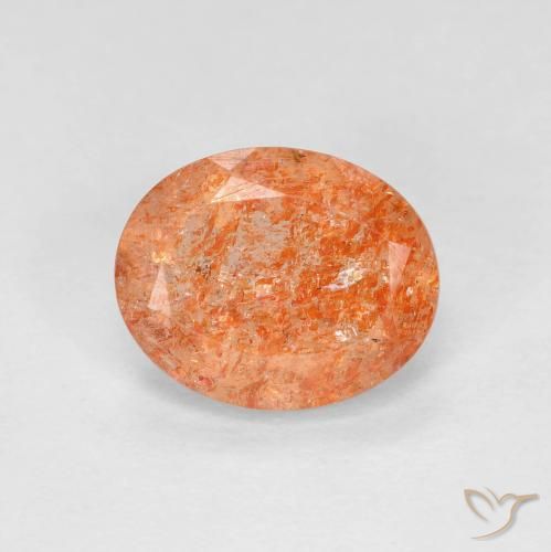 2.28ct 天然 ディープオレンジ サンストーン, 楕円形, 透明