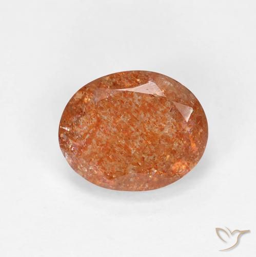 2.41ct 天然 赤みがかったオレンジ サンストーン, 楕円形, 透明