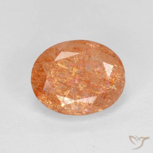 2.60ct 天然 赤みがかったオレンジ サンストーン, 楕円形, 透明