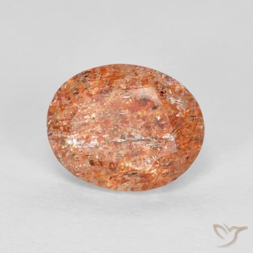 2.62ct 天然 ミディアムオレンジ サンストーン, 楕円形, 透明