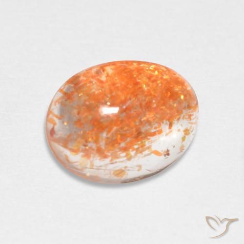 1.73ct 天然 ディープオレンジ サンストーン, 楕円形, 半透明