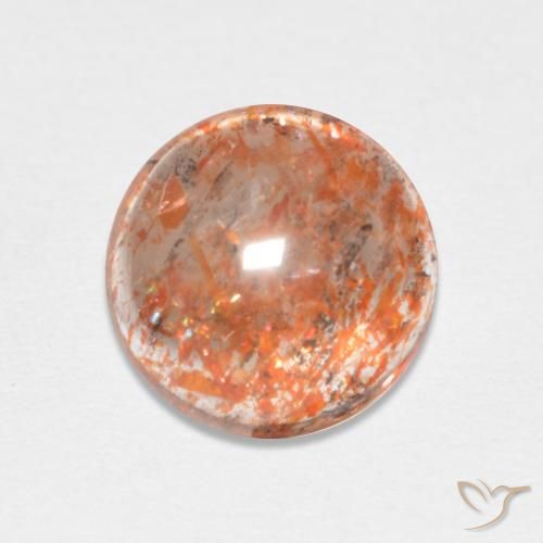 1.98ct 天然 赤みがかったオレンジ サンストーン, ラウンド, 半透明