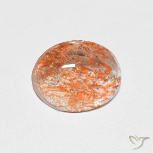 1.42ct 天然 ライトオレンジ サンストーン, 楕円形, 半透明