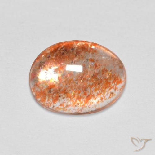 1.50ct 天然 ミディアムオレンジ サンストーン, 楕円形, 半透明