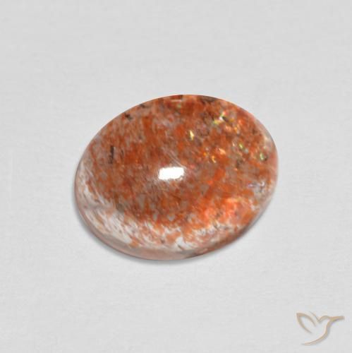 1.70ct 天然 赤みがかったオレンジ サンストーン, 楕円形, 半透明