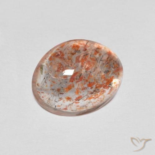 1.76ct 天然 ライトオレンジ サンストーン, 楕円形, 半透明