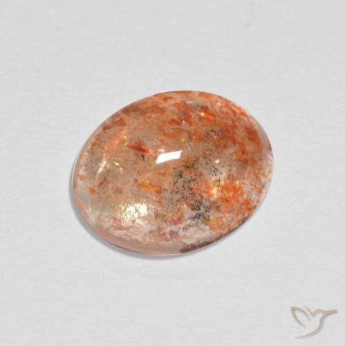1.68ct 天然 ジンジャーオレンジ サンストーン, 楕円形, 半透明