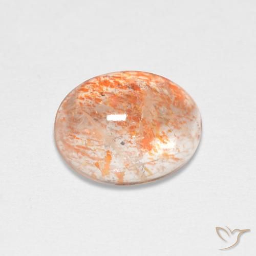 1.67ct 天然 薄いタイガーオレンジ サンストーン, 楕円形, 半透明