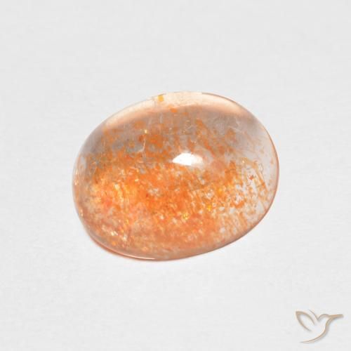 1.46カラットの天然Medium Light-Orangeサンストーン、楕円形、半透明