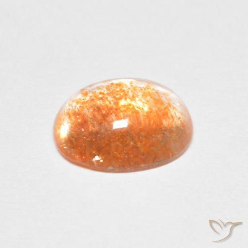 1.46カラットの天然Medium Light-Orangeサンストーン、楕円形、半透明