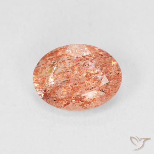 1.19ct 天然 Medium Light-Orange サンストーン, 楕円形, 半透明