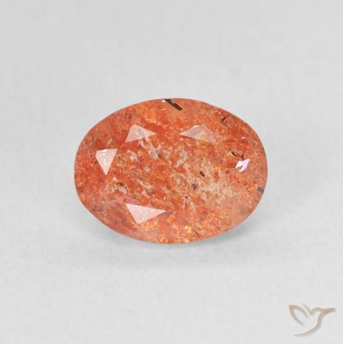 1.24ct 天然 ミディアムオレンジ サンストーン, 楕円形, 半透明