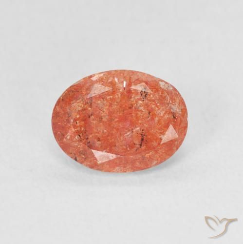 0.99ct 天然 ミディアムオレンジ サンストーン, 楕円形, 半透明