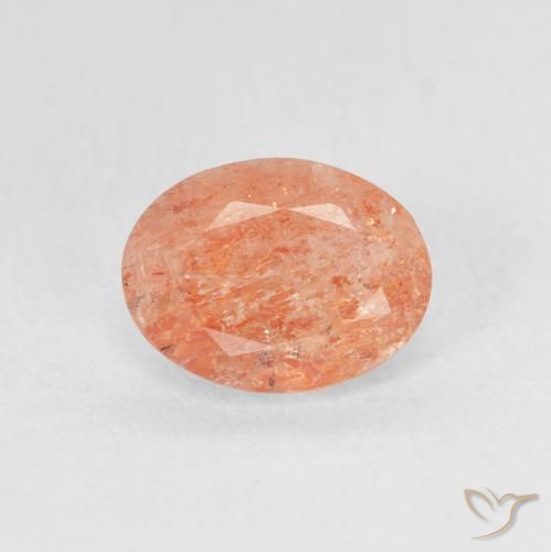 1.22ct 天然 ミディアムオレンジ サンストーン, 楕円形, 半透明