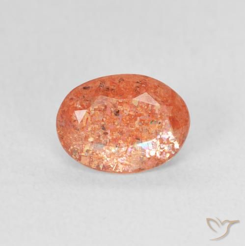 1.13ct 天然 鮮やかなオレンジ サンストーン, 楕円形, 半透明