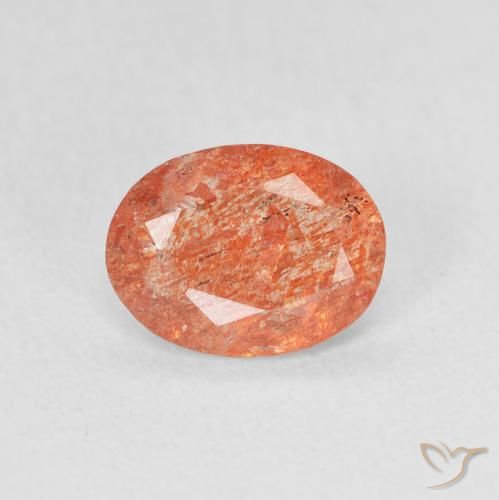 0.92ct 天然 鮮やかなオレンジ サンストーン, 楕円形, 半透明